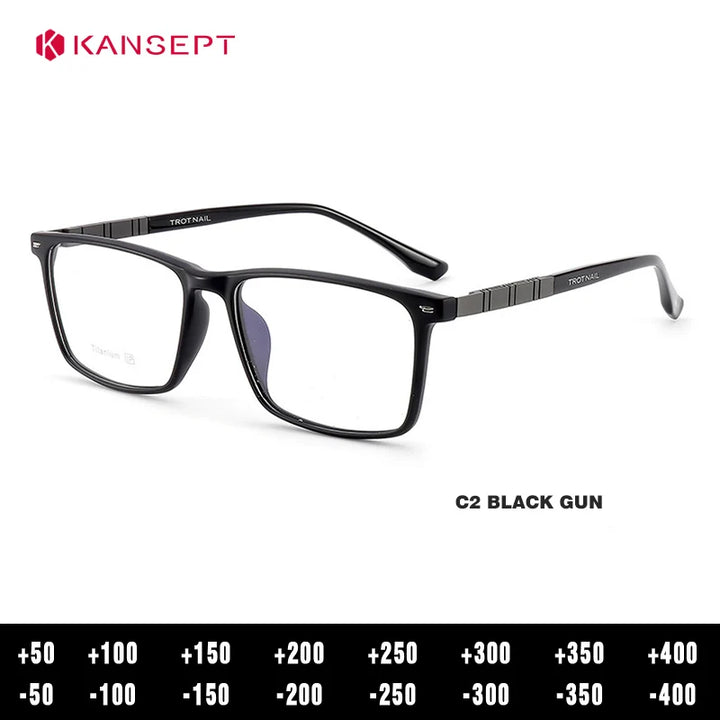 Kansept Unisex Full Rim Square Tr 90 Titanium Reading Glasses 23069