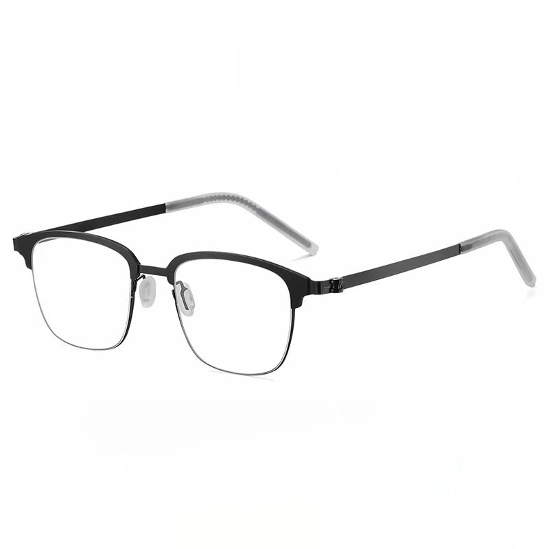 Xbora Unisex Full Rim Square Screwless Acetate Steel Eyeglasses 7903