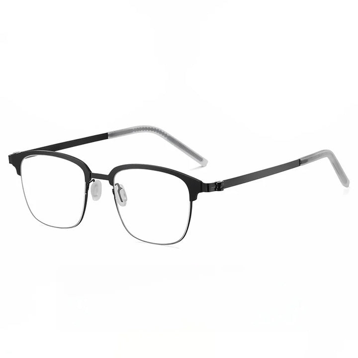 Xbora Unisex Full Rim Square Screwless Acetate Steel Eyeglasses 7903