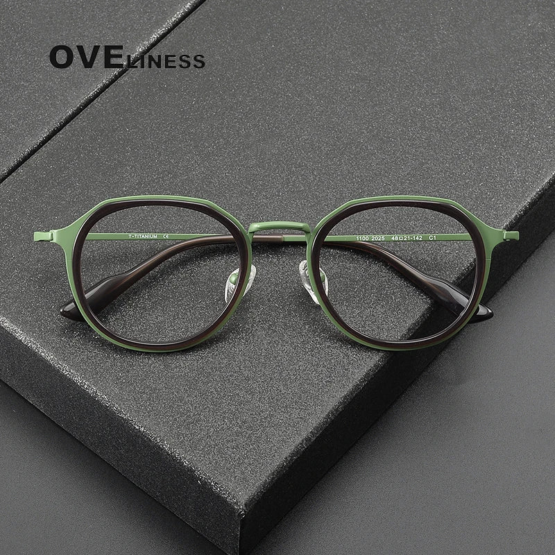 Oveliness Women's Full Rim Oval Acetate Titanium Eyeglasses 41100 Full Rim Oveliness