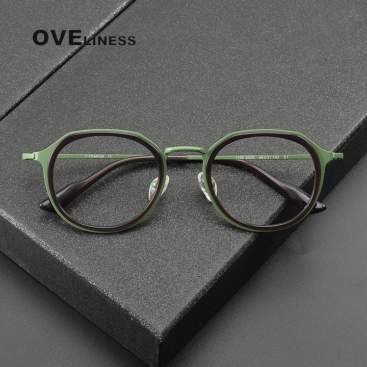 Oveliness Women's Full Rim Oval Acetate Titanium Eyeglasses 41100 Full Rim Oveliness