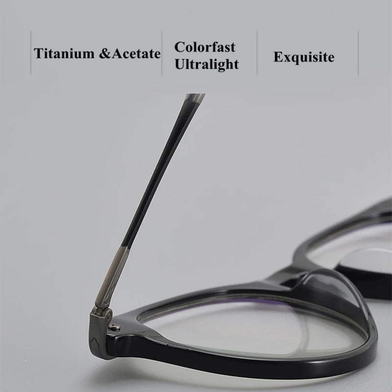 Black Mask Unisex Full Rim Titanium Acetate Round Eyeglasses 5889 Full Rim Black Mask   