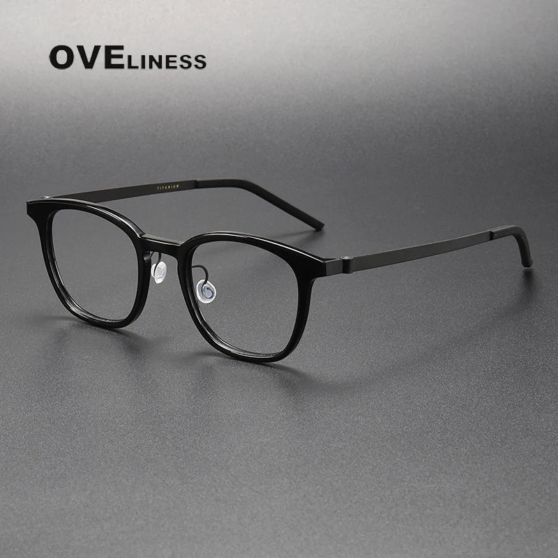 Oveliness Unisex Full Rim Square Titanium Screwless Eyeglasses 1051 Full Rim Oveliness black  