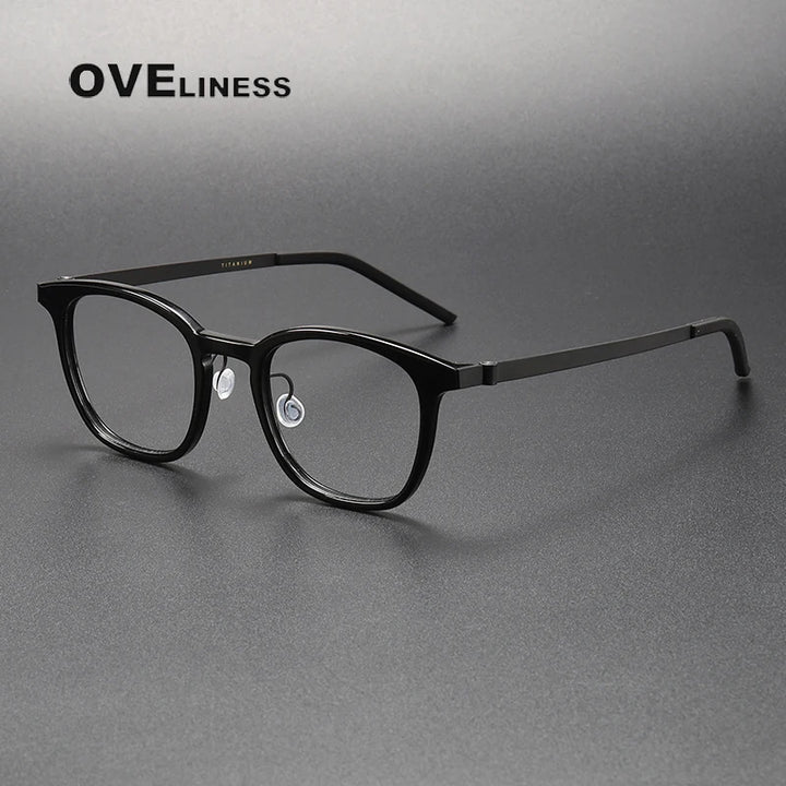 Oveliness Unisex Full Rim Square Titanium Screwless Eyeglasses 1051 Full Rim Oveliness black  