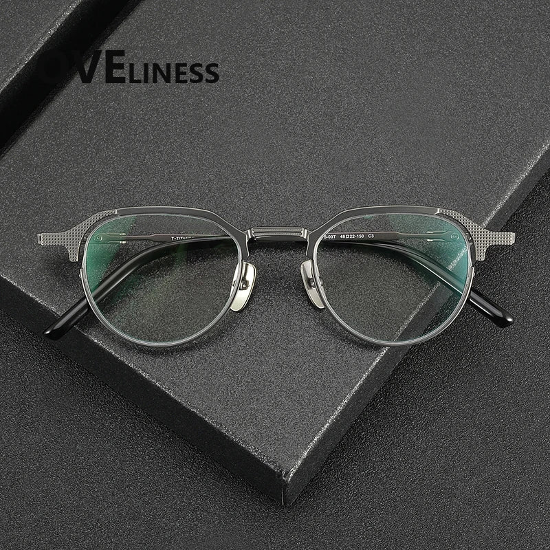 Oveliness Unisex Full Rim Oval Round Titanium Eyeglasses 322033