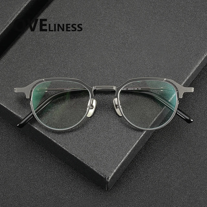Oveliness Unisex Full Rim Oval Round Titanium Eyeglasses 322033