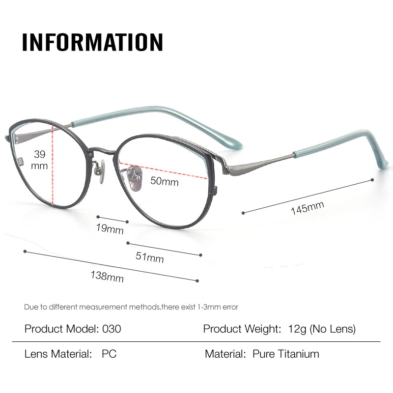 Muzz 030 women's cat eye IP titanium prescription eyeglasses — view 2