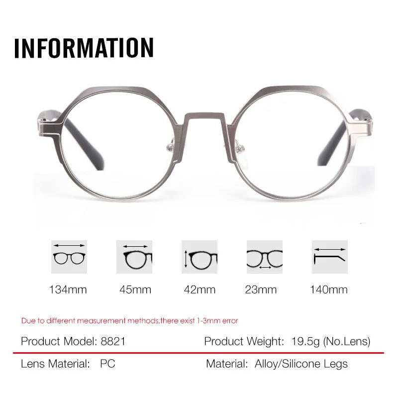 ﻿ Aror Women's Full Rim Flat Top Round Alloy Eyeglasses 88214