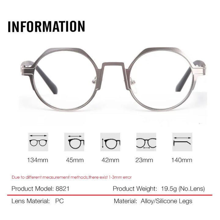﻿ Aror Women's Full Rim Flat Top Round Alloy Eyeglasses 88214