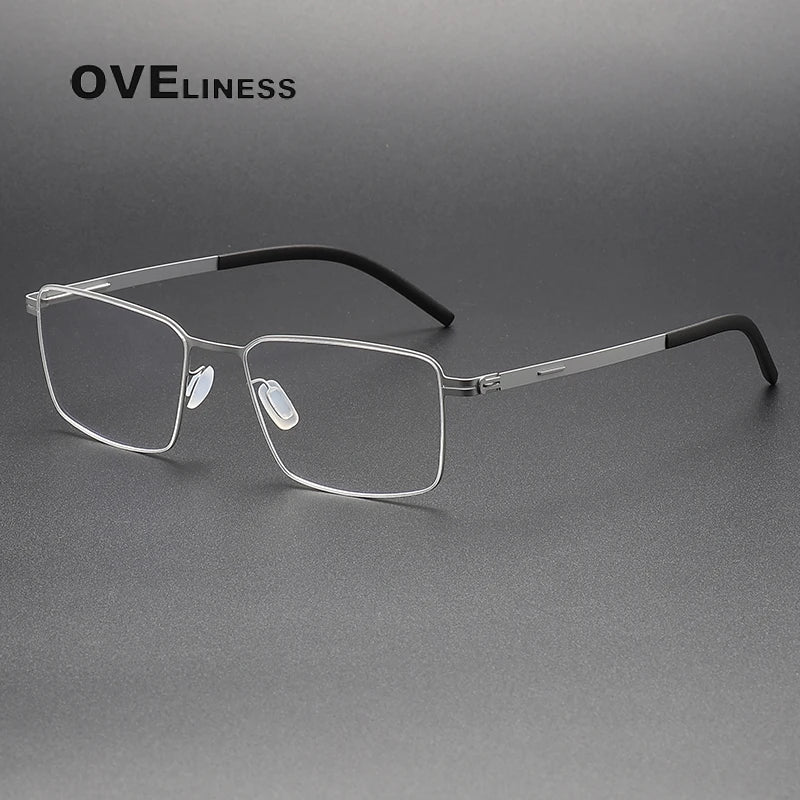 Oveliness Unisex Full Rim Rectangle Screwless Titanium Eyeglasses I0203 Full Rim Oveliness silver  