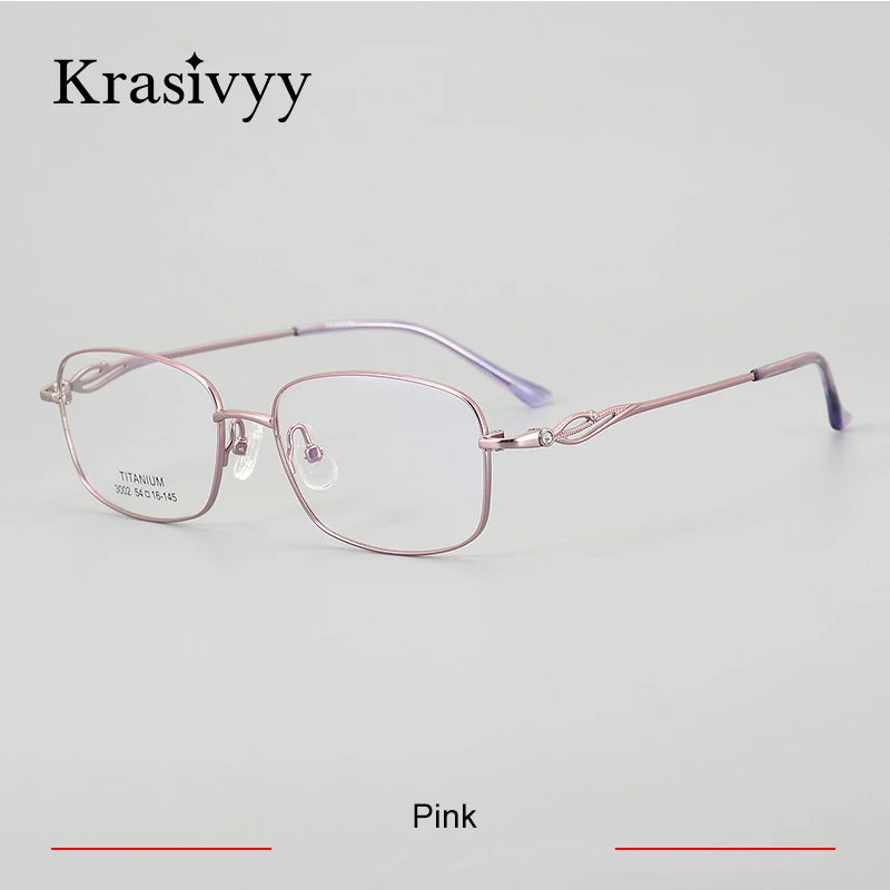 Krasivyy Woman's Full Rim Square Titanium Eyeglasses 443002 Full Rim Krasivyy Pink  