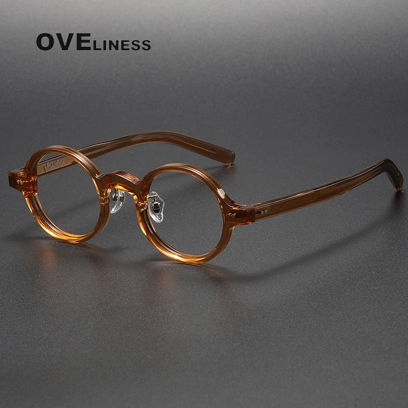 Oveliness Unisex Full Rim Round Acetate Eyeglasses V005 Full Rim Oveliness tea  