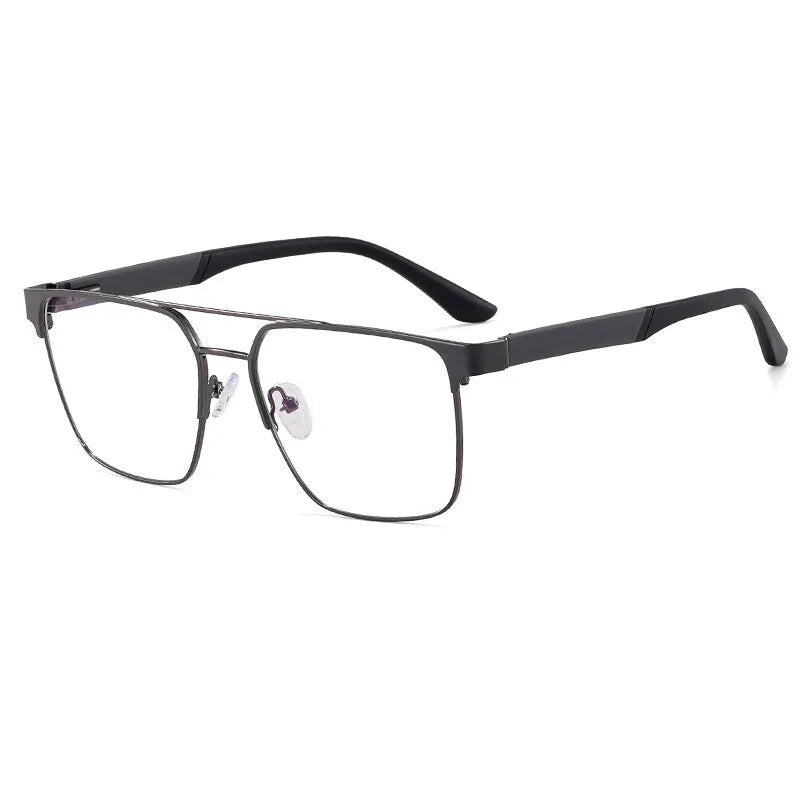 CCspace Unisex Full Rim Square Double Bridge Alloy Eyeglasses 301561 Full Rim CCspace Grey  