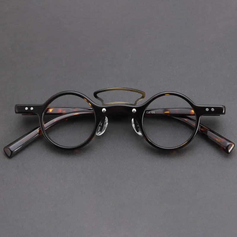 Muzz Women's Full Rim Round Double Bridge Titanium Acetate Eyeglasses 456011
