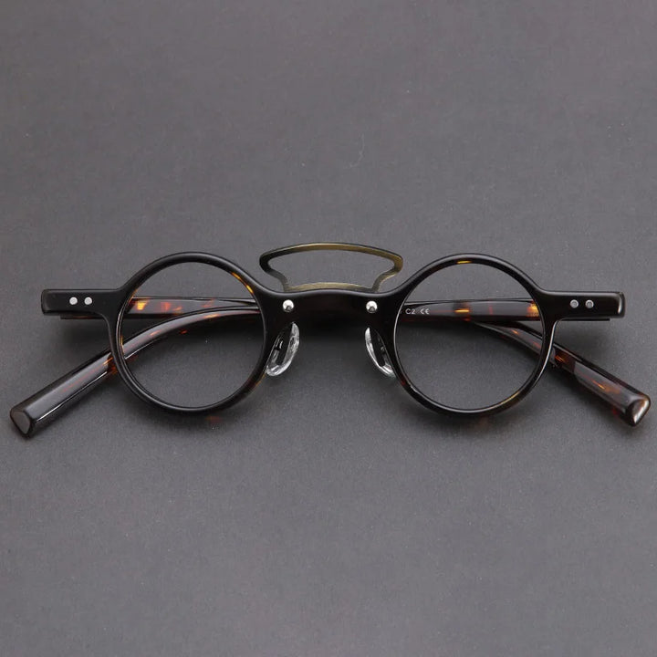 Muzz Women's Full Rim Round Double Bridge Titanium Acetate Eyeglasses 456011