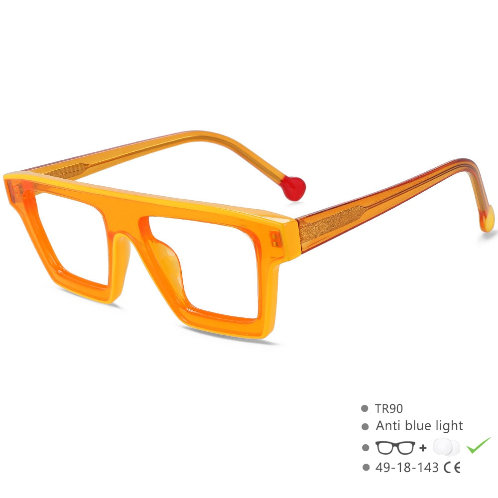 CCSpace Unisex Full Rim Rectangle Cat Eye Acetate Eyeglasses 56012 Full Rim CCspace Orange  