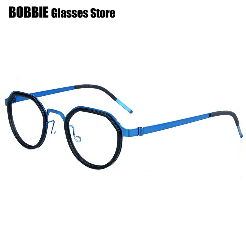 Bobbie Women's Full Rim Flat Top Round Titanium Acetate Eyeglasses 963069