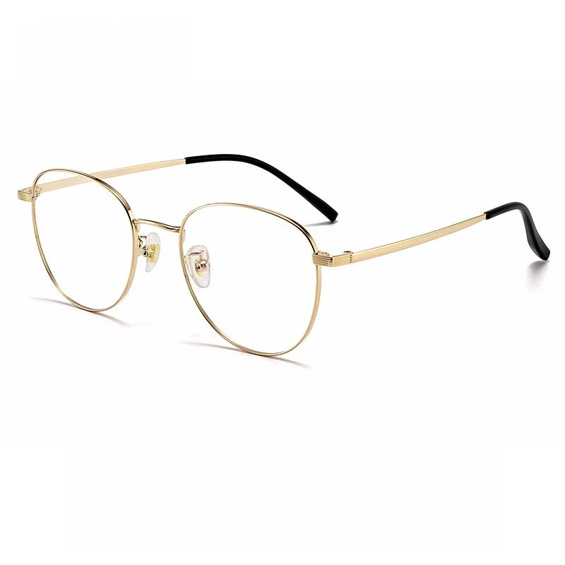 Yimaruili Unisex Full Rim Oval Square Titanium Eyeglasses Y8901 Full Rim Yimaruili Eyeglasses Gold  