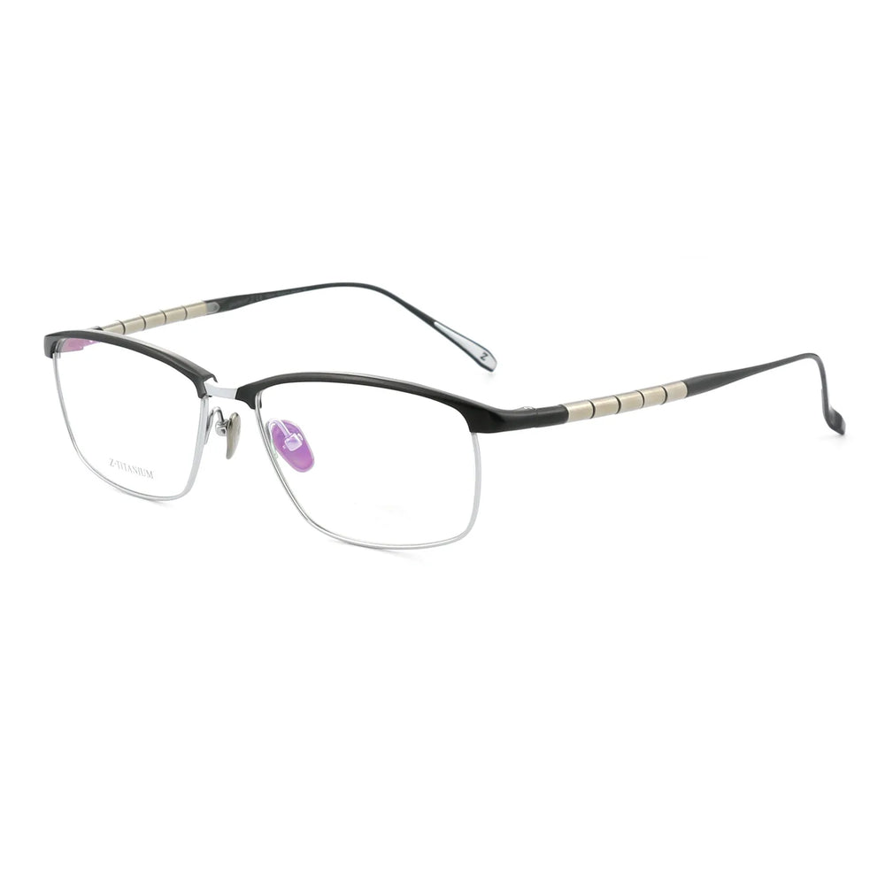 Eleccion Men's Semi Rim Brow Line Titanium Eyeglasses 27013 Semi Rim FuzWeb C2. Silver Frame