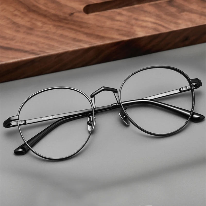 Black Mask Unisex Full Rim Oval Round Titanium Eyeglasses 388006