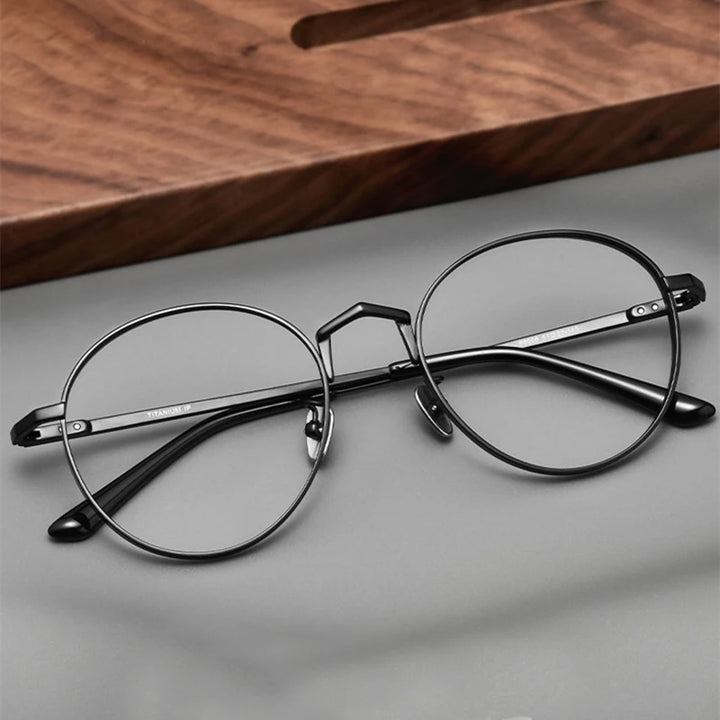 Black Mask Unisex Full Rim Oval Round Titanium Eyeglasses 388006