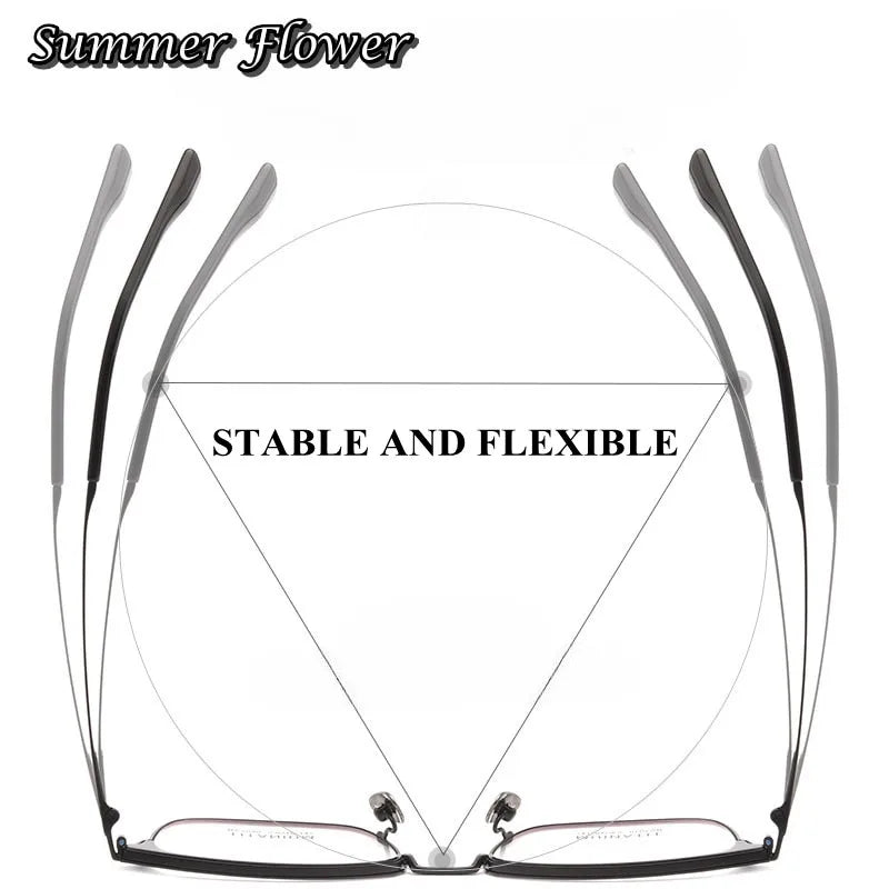 Summer Flower Men's Full Rim Square Titanium Eyeglasses 617010