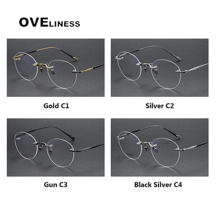 Oveliness Unisex Rimless Round Titanium Eyeglasses 80955 Rimless Oveliness   