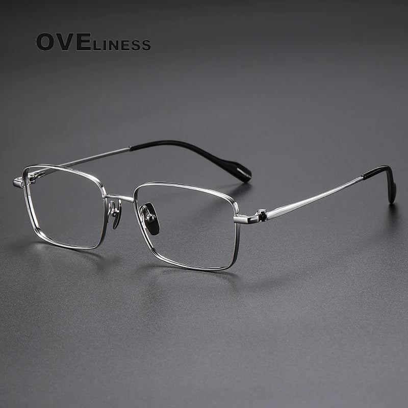 Oveliness Unisex Full Rim Square Titanium Eyeglasses 81015 Full Rim Oveliness silver  