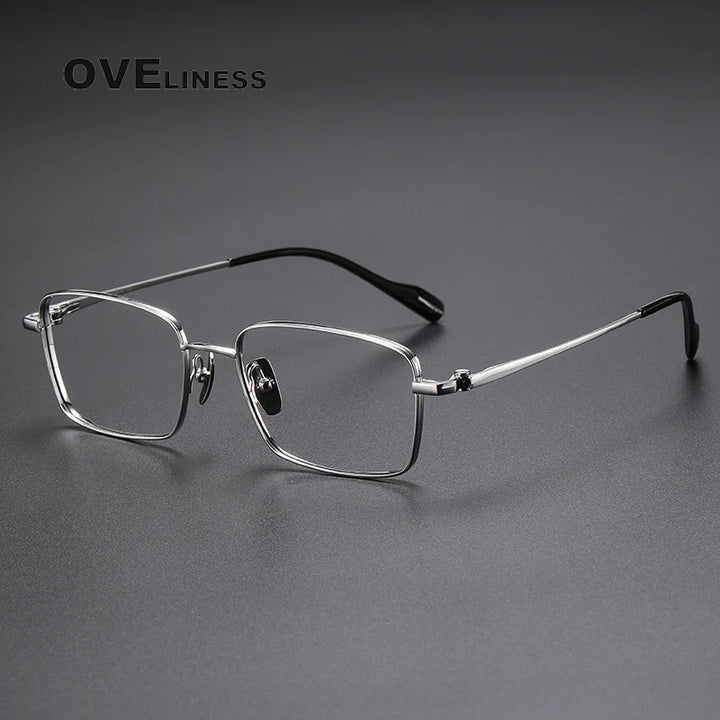 Oveliness Unisex Full Rim Square Titanium Eyeglasses 81015 Full Rim Oveliness silver  