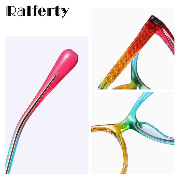 Ralferty Women's Full Rim Square Cat Eye Tr 90 Acetate Eyeglasses F81051 Full Rim Ralferty   