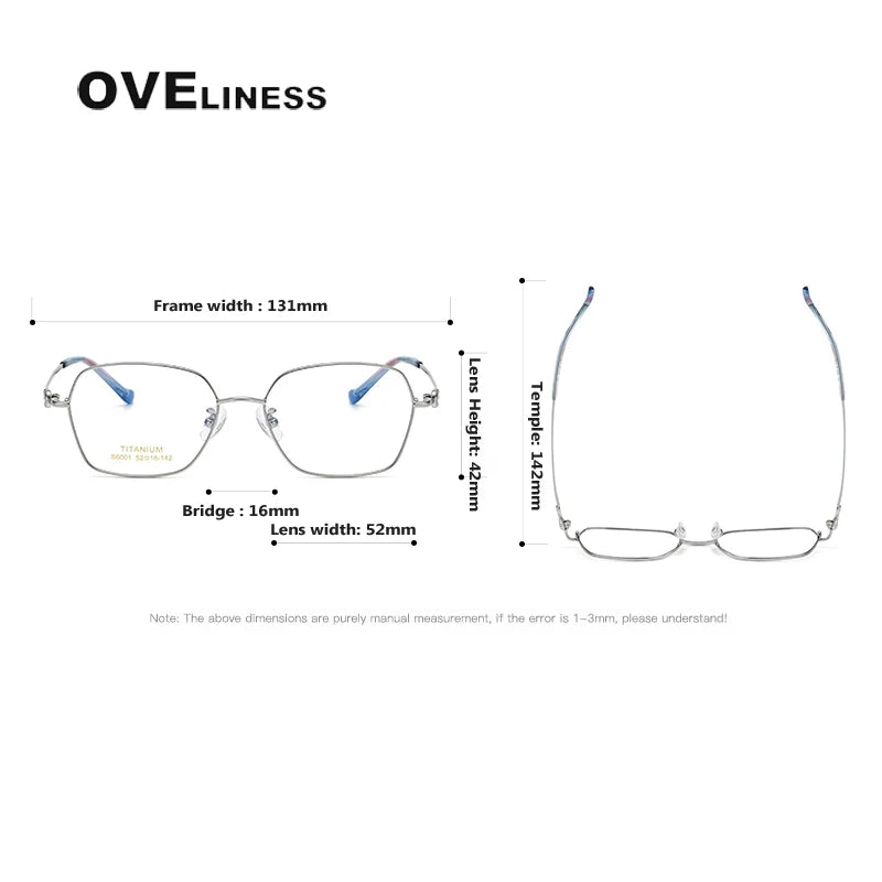 Oveliness Women's Full Rim Polygon Square Titanium Eyeglasses 196001 Full Rim Oveliness   