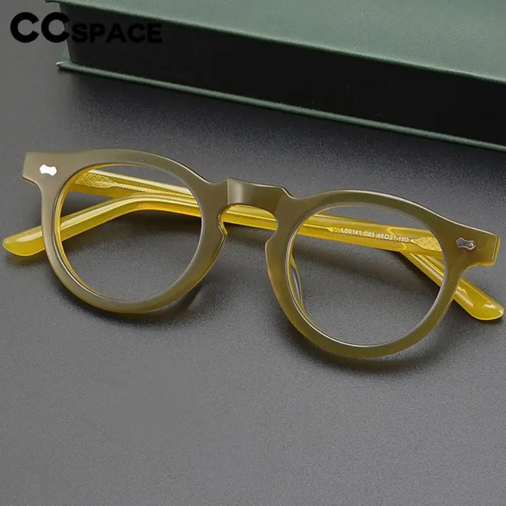 CCSpace Unisex Full Rim Round Acetate Eyeglasses 57331 Full Rim CCspace   