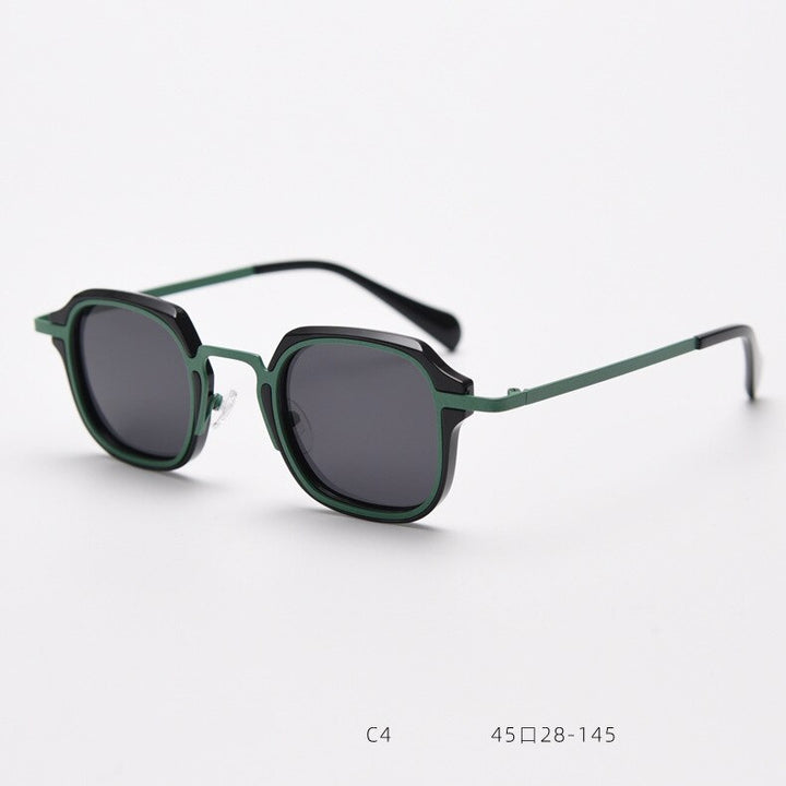CCSpace Unisex Full Rim Polygonal Tr 90 Titanium Polarized Sunglasses 55689 Sunglasses CCspace Sunglasses B-BlackGreen 55689 