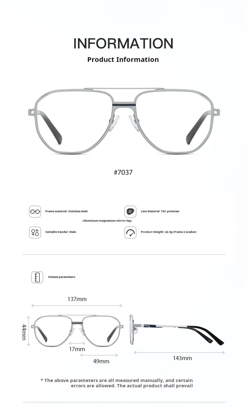 Yimaruili Women's Full Rim Squre Double Bridge Alloy Eyeglasses Clip On Sunglasses 70371