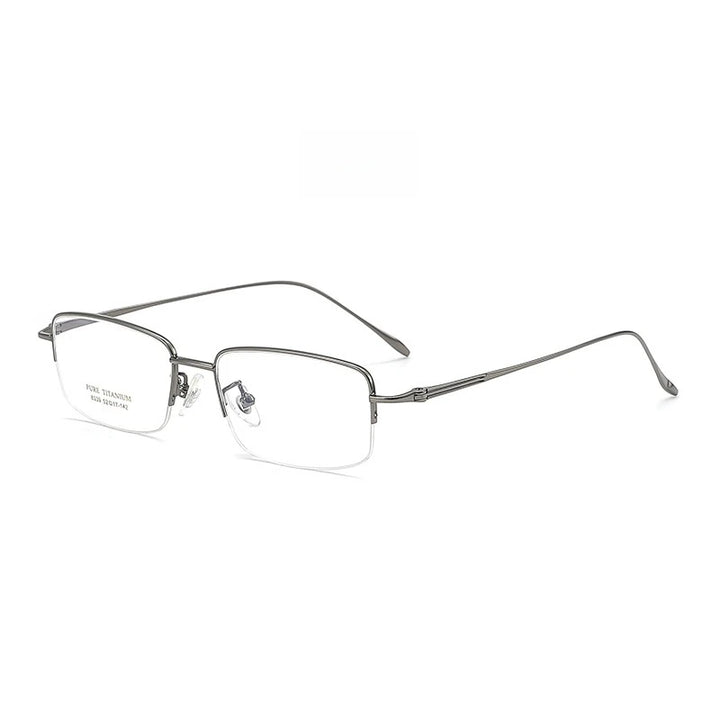 Yimaruili Men's Semi Rim Square Titanium  Eyeglasses Y8039 Full Rim Yimaruili Eyeglasses Gun  