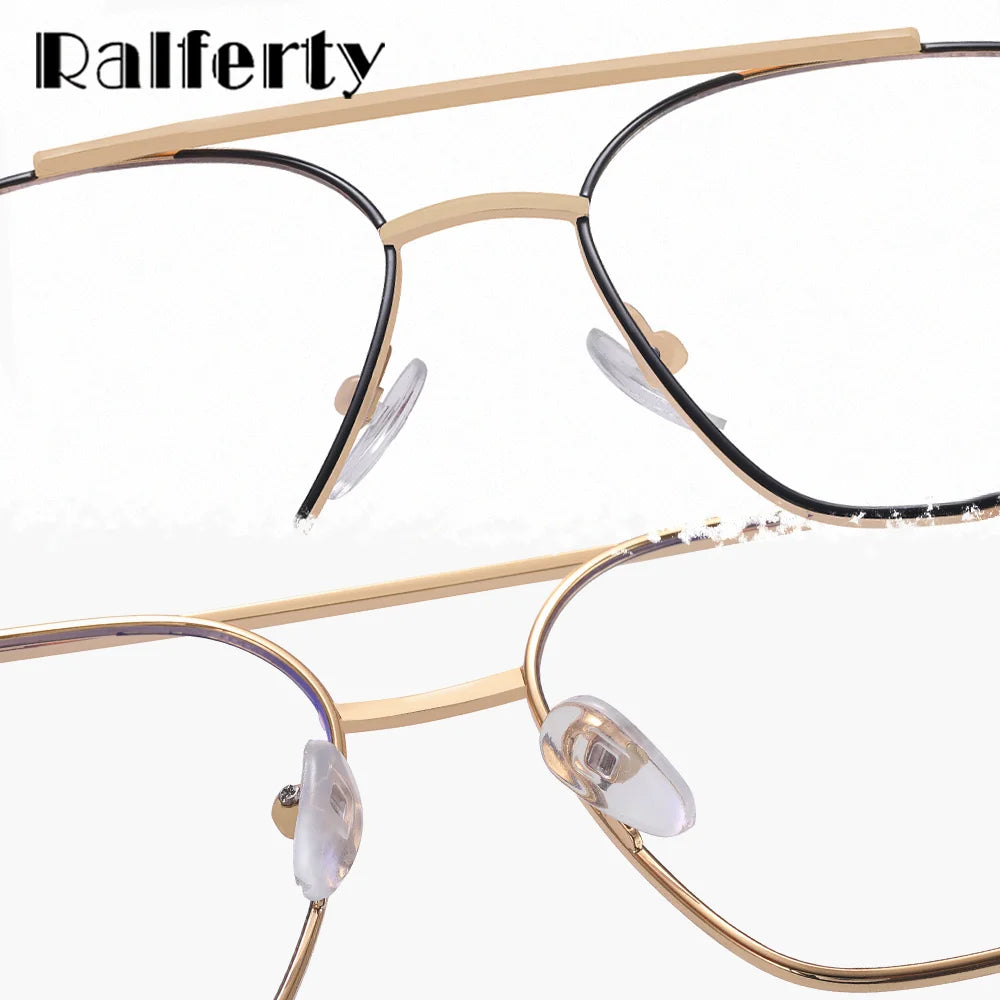 Ralferty Men's Full Rim Square Double Bridge Alloy Eyeglasses R91308 Full Rim Ralferty   