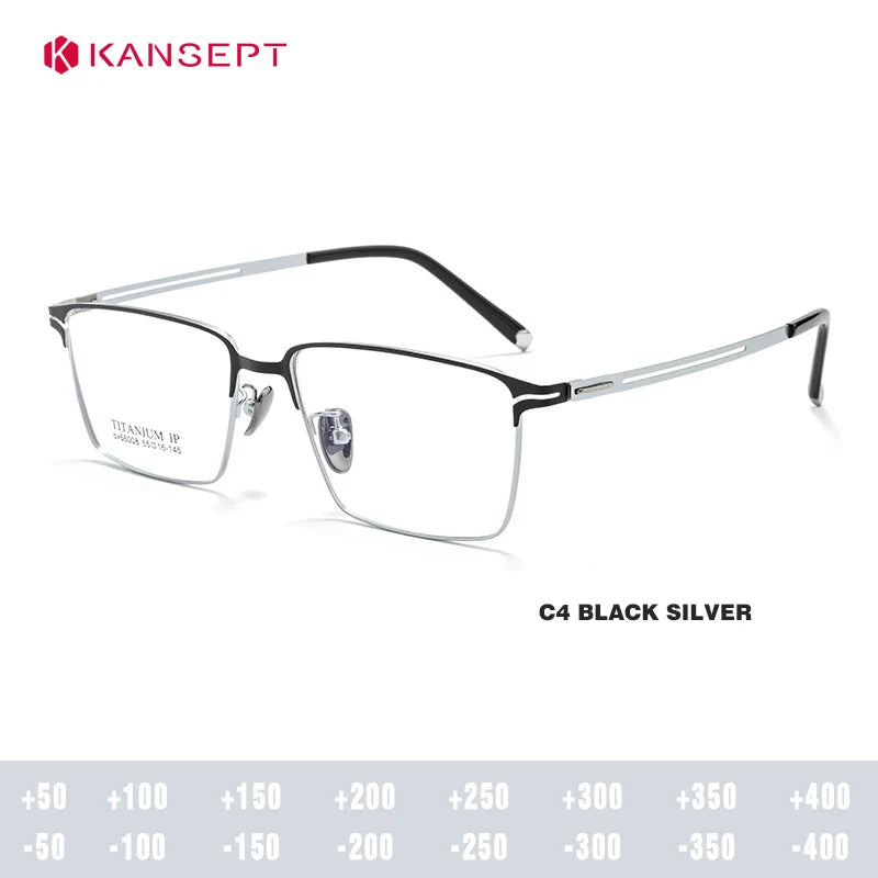 Kansept Men's Semi Rim Square Brow Line Alloy Reading Glasses 66008