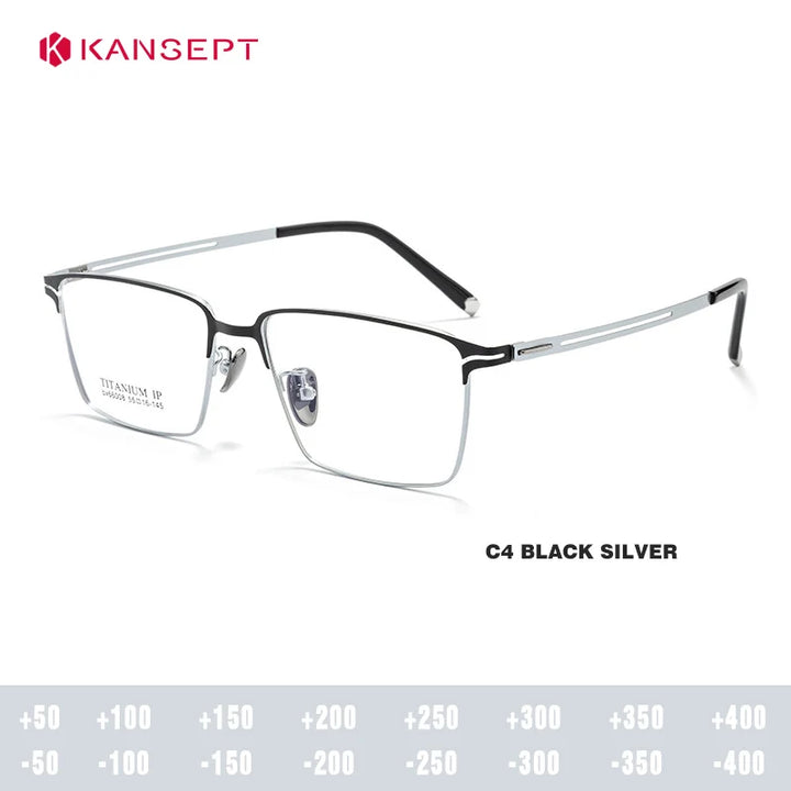 Kansept Men's Semi Rim Square Brow Line Alloy Reading Glasses 66008