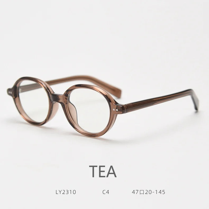 KatKani Unisex Full Rim Small Oval Acetate Eyeglasses 2310 Full Rim KatKani Eyeglasses tea  