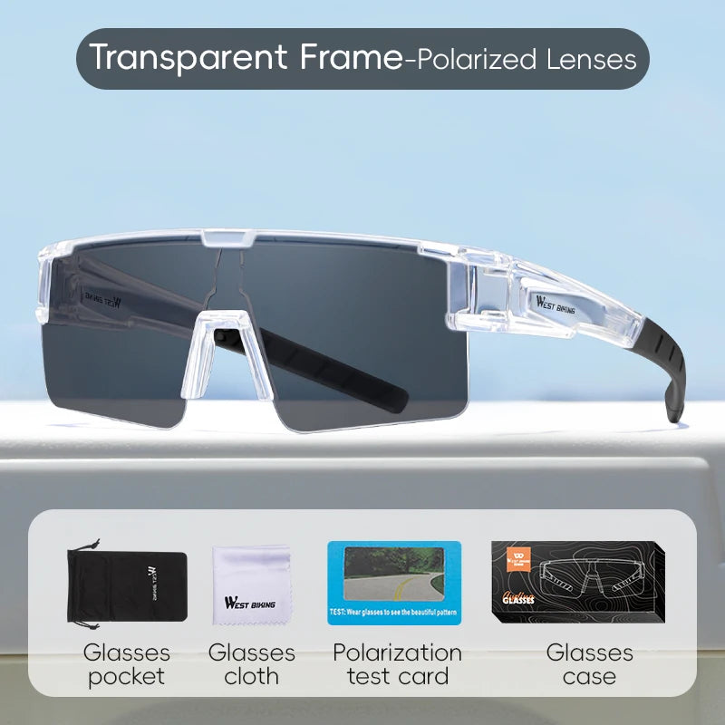 West Biking Unisex Semi Rim Square Polycarbonate Over Frame Polarized Sunglasses 9607931
