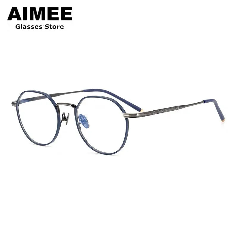 Aimee Unisex Full Rim Round Polygon Titanium Eyeglasses 5342 Full Rim Aimee   