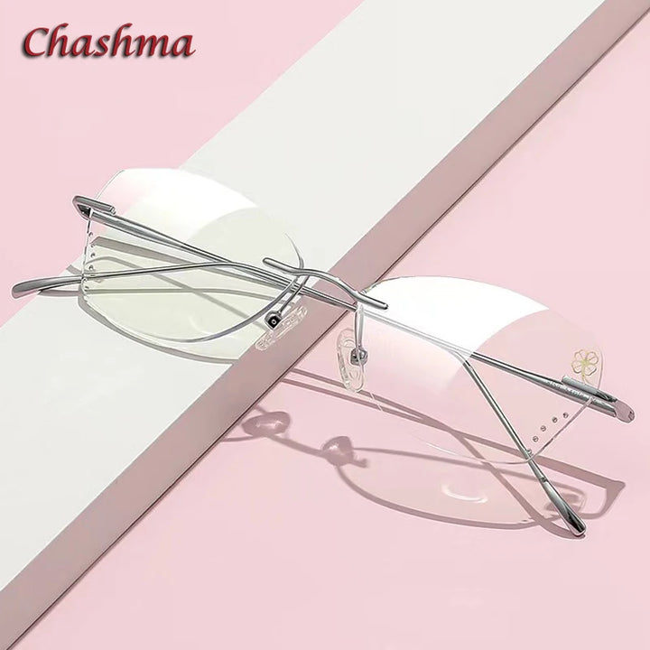 Chashma Ochki  Women's Rimless Butterfly Oval Titanium Eyeglasses 8159 Rimless Chashma Ochki   