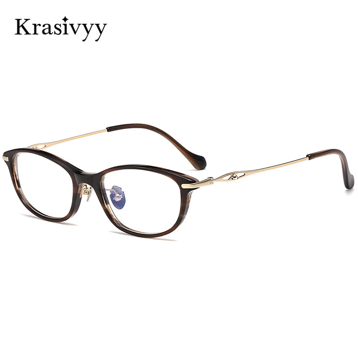 Krasivyy Unisex Full Rim Oval Square Titanium Acetate Eyeglasses 316891