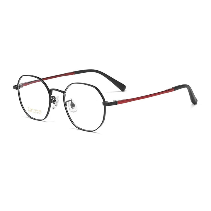 Hotochki Women's Full Rim Flat Top Polygon Titanium Eyeglasses 11805 Full Rim Hotochki black  