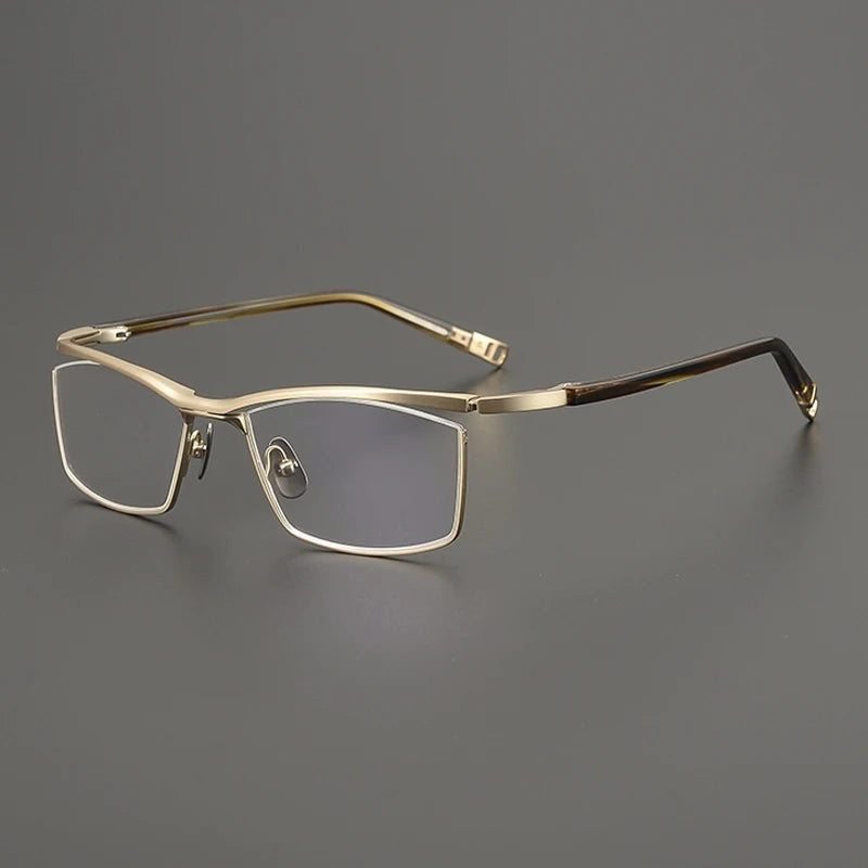Gatenac Unisex Semi Rim Square Brow Line Titanium Eyeglasses Gxyj2663