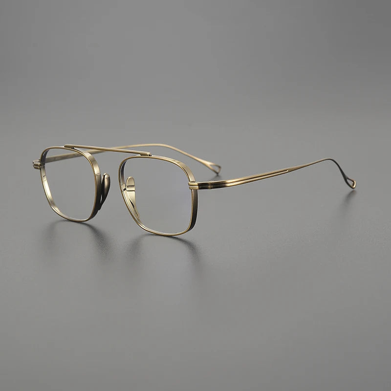 Black Mask Unisex Full Rim Square Double Bridge Titanium Eyeglasses Mk9501 Full Rim Black Mask Bronze  