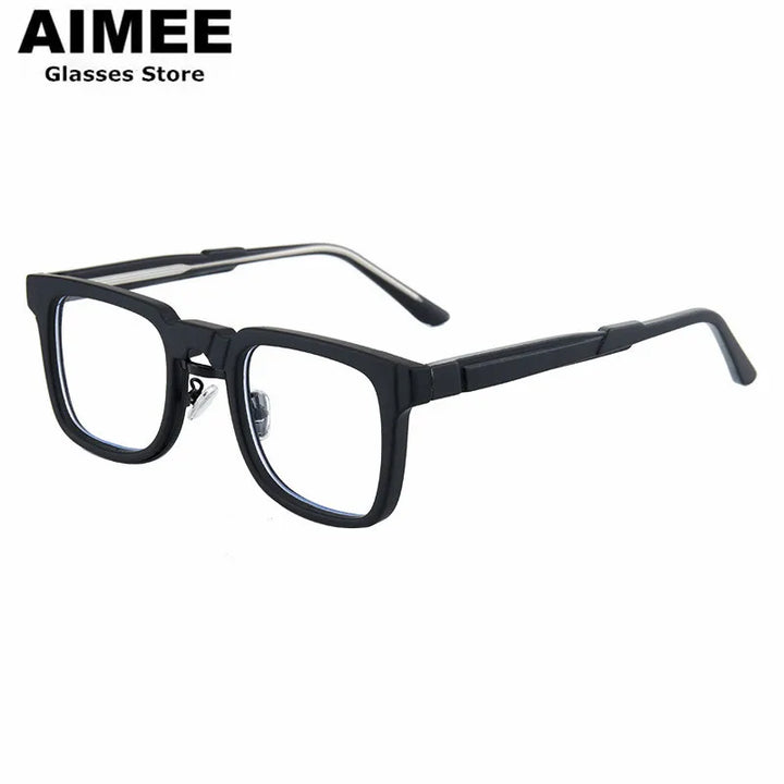 Aimee Unisex Full Rim Square Acetate Eyeglasses 6555 Full Rim Aimee Black  