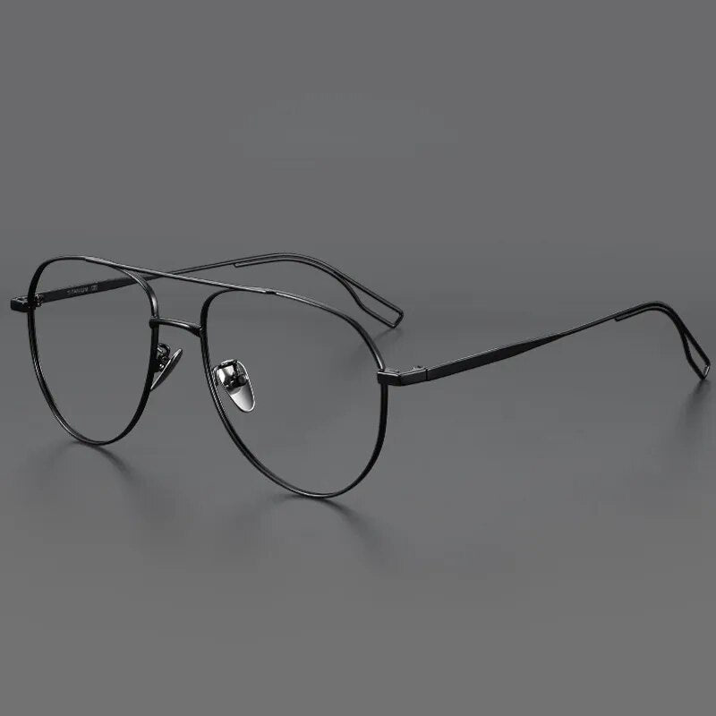 Muzz Unisex Full Rim Oval Double Bridge Titanium Eyeglasses Cd016 Full Rim Muzz Black  