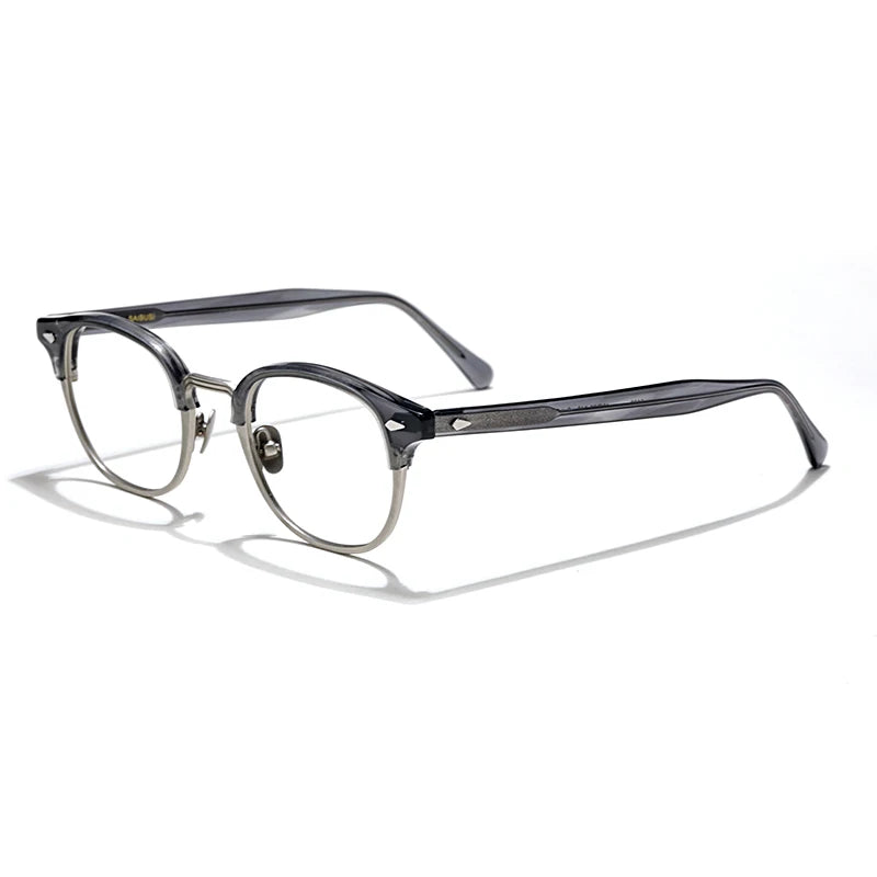 Hewei Unisex Full Rim Round Square Acetate Alloy Eyeglasses 5199 Full Rim Hewei   