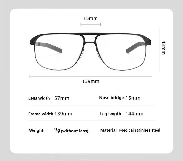 Bobbie 431500 Unisex 139mm Full Rim Double Bridge Square Steel — view 2 | Bobbie at FuzWeb